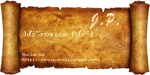 Járovics Pál névjegykártya